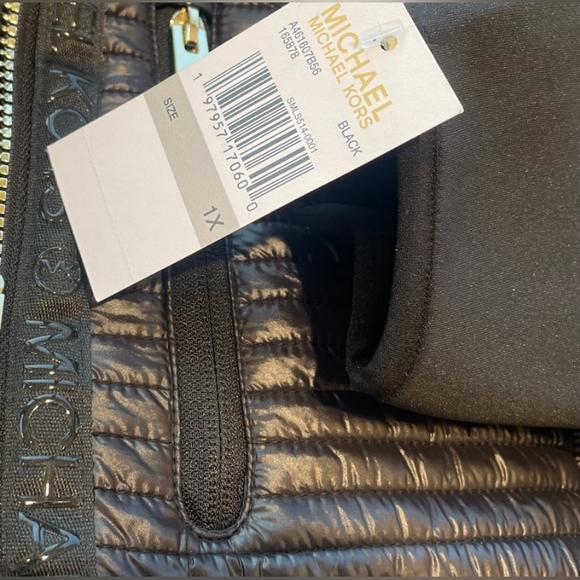 NWT Stunning Michael Kors Black MK Puffer Coat Plush Fur Designer Jacket S - 3X - Picture 11 of 14